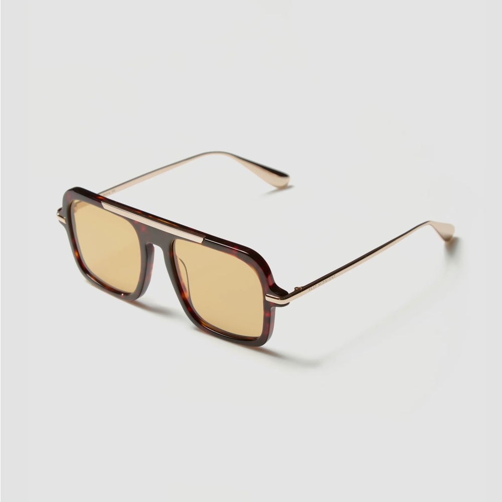 NIB Past Midnight The Retro Yellow Sunglasses Square Acetate Tortoise UV $235